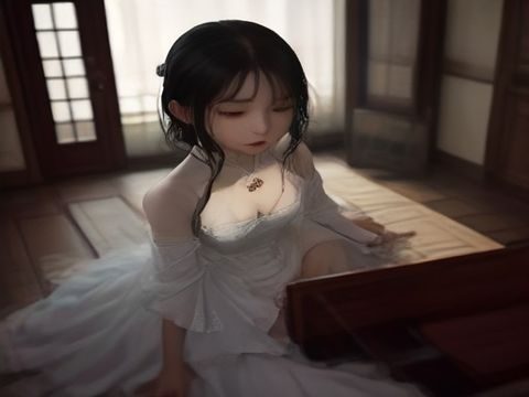 室内暖色调灯光下的美妞图片写真特写，人物侧脸轮廓柔和，氛围温馨