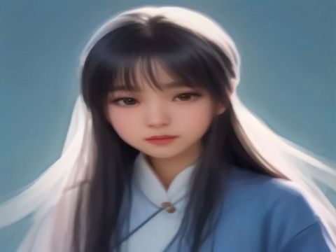 清晨阳光下穿浅蓝连衣裙的美妞图片人像，站在花丛前微笑，画面柔和明亮